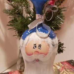 Hand Painted Christmas Santa Candle Holder Wine Glass